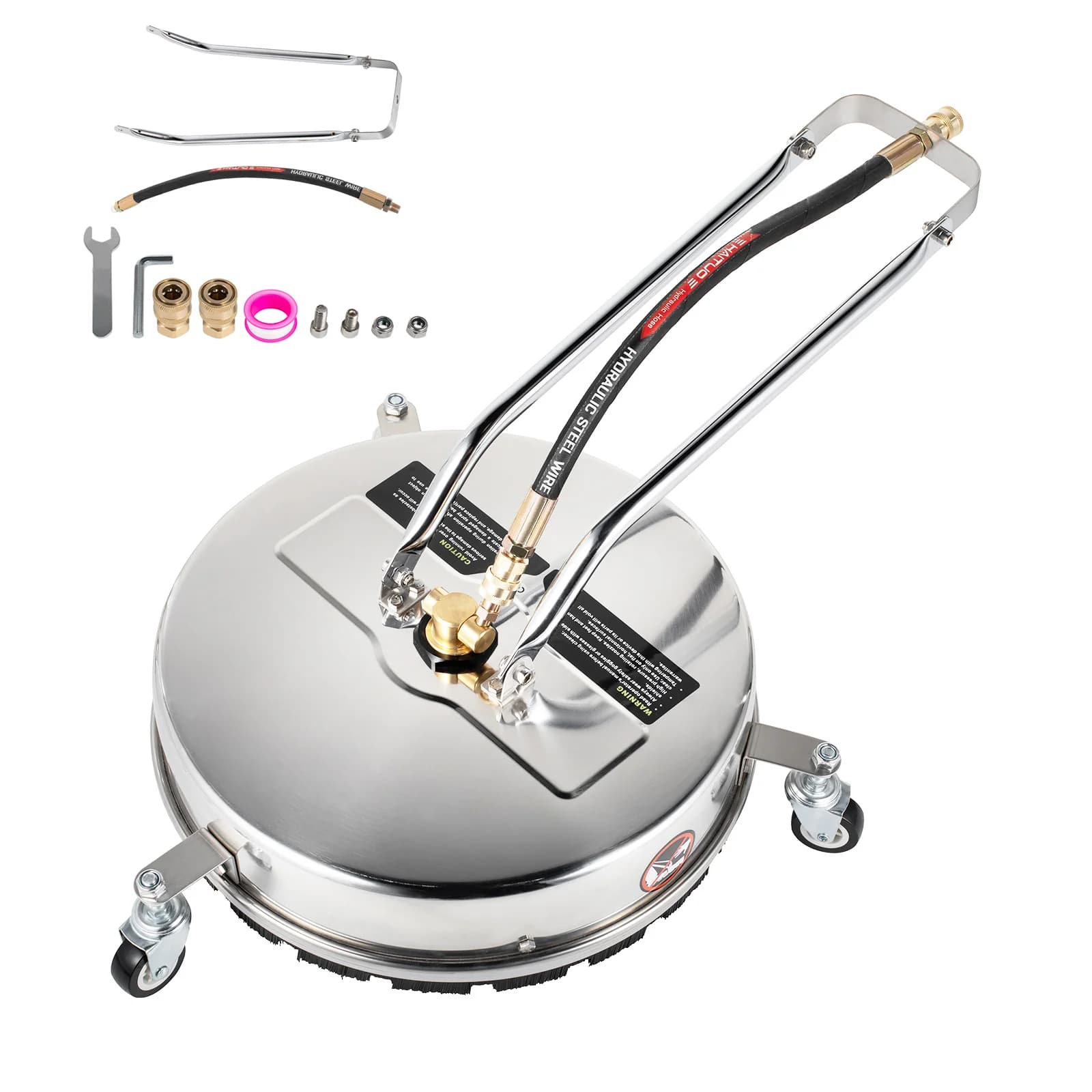 SucceBuy 16 Pulitore per superfici da 18 pollici Doppio braccio rotante 4000PSI 1/4" QC Idropulitrice in acciaio inossidabile Piattaforme Pulizia superficiale