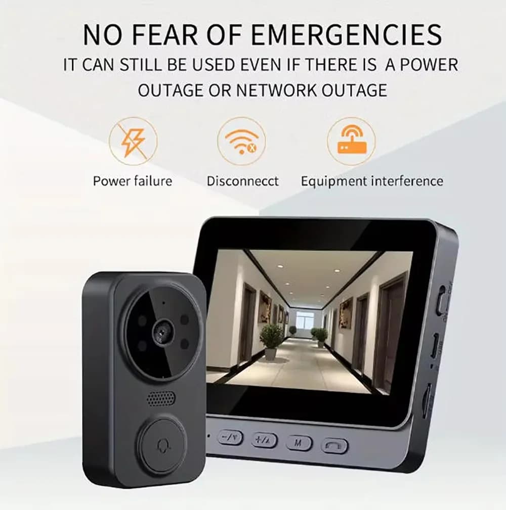 NUOVO Campanello Video Intelligente Wireless 1080P HD con Visione Notturna, WiFi 2.4G, Rilevamento Movimento, Audio Bidirezionale e Servizio Cloud