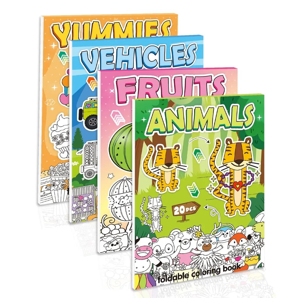 Kids Foldable Diy Coloring Book 20 Sheets Educational Interactive Drawing Art Toy With 4 Themes For Travel Christmas