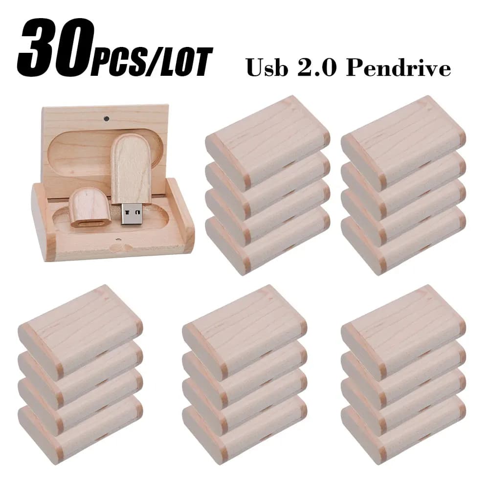 30 pz/lotto USB 2.0 (LOGO Personalizzato Gratuito) Usb in Legno 64gb Chiavetta USB Pendrive 4GB 8GB 16GB 32GB 64GB Memory Stick per il Regalo