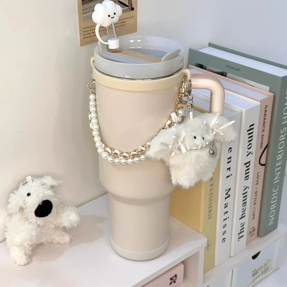 Kawaii Water Bottle Keyring Doll Accessories for Stanley Thermos 40 oz Tumbler Handle Belt with Strap