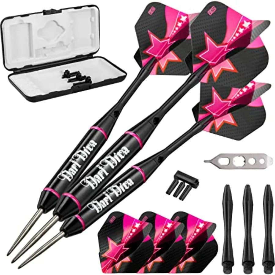 Freccette con punta in acciaio Vanity con custodia da viaggio: Dart Diva, 22 grammi, rosa, taglia unica, 22-1903-22