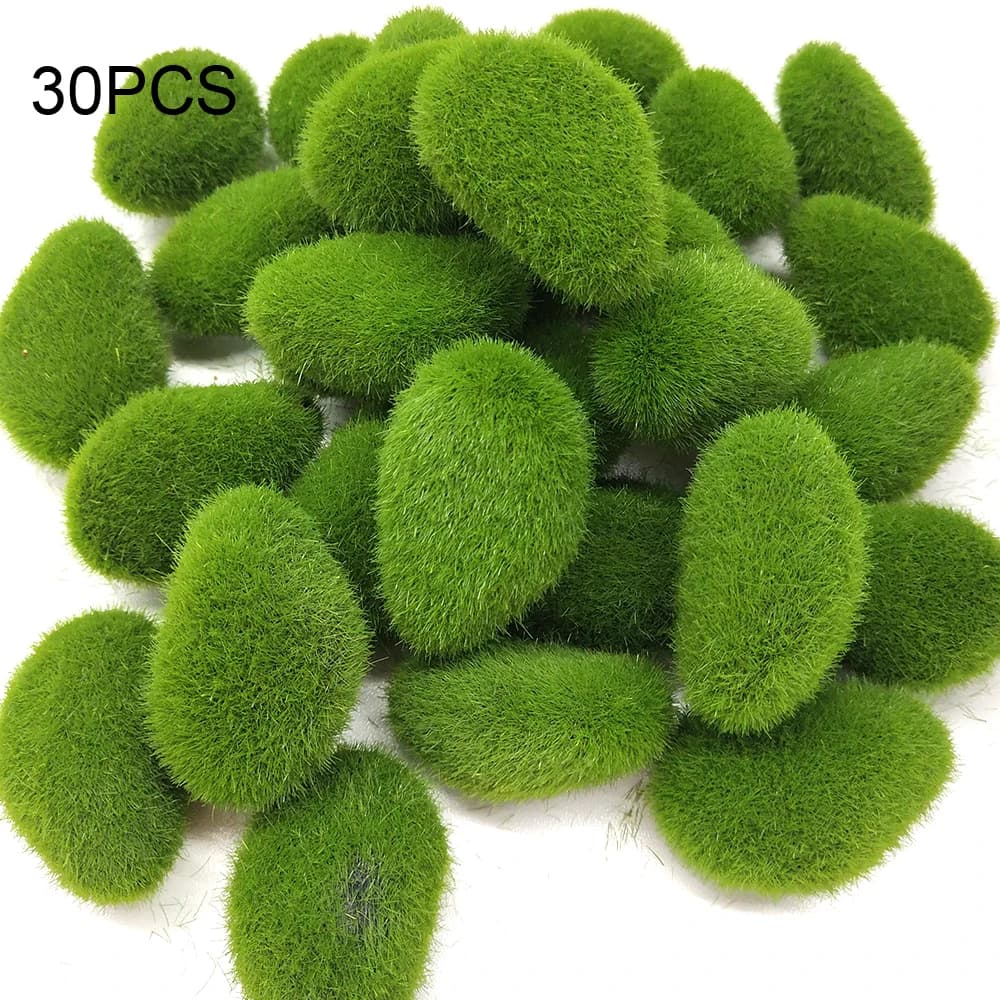 Simulation Plant DIY Decoration 30pcs For Garden and Crafting Green Home Decor Artificial Moss Rocks Fake Stone