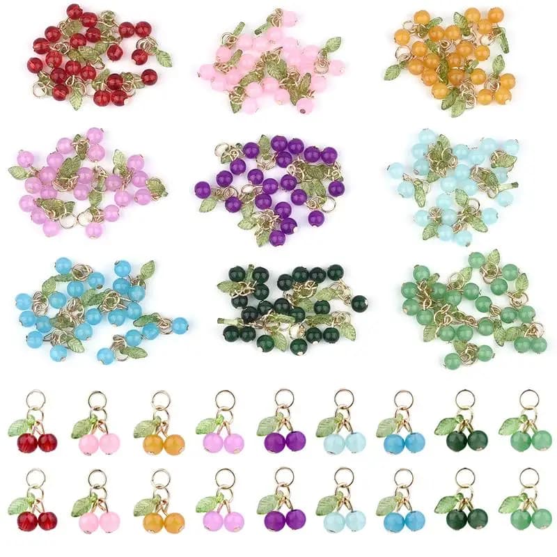 10 pz/lotto moda deliziosa ciliegia rossa portachiavi estate frutta ciliegie ciondolo portachiavi per donna uomo gioielli borsa accessori regalo
