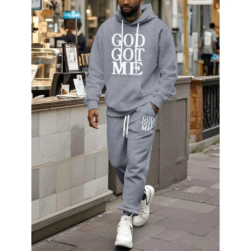 Set of two pieces with casual sports sweatshirt for men and long trousers, very suitable for outdoor sports and relaxing walks.