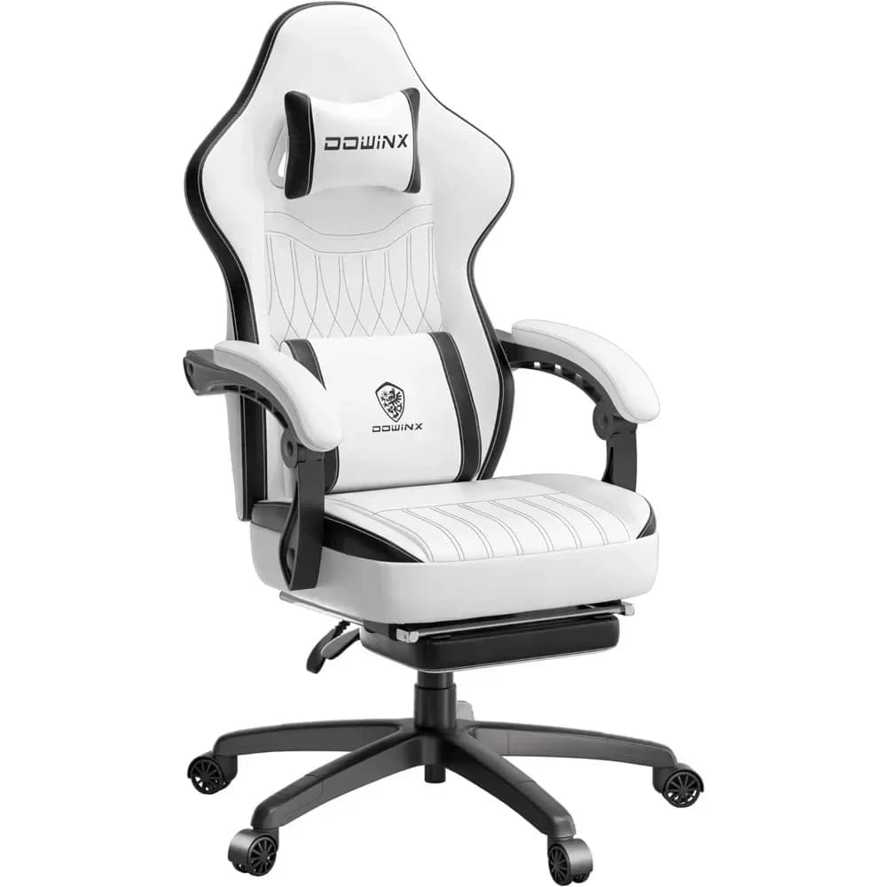 Sedia da gioco Sedia da gamer traspirante in pelle PU con cuscino a molla tascabile, sedia ergonomica per computer con supporto lombare per massaggio