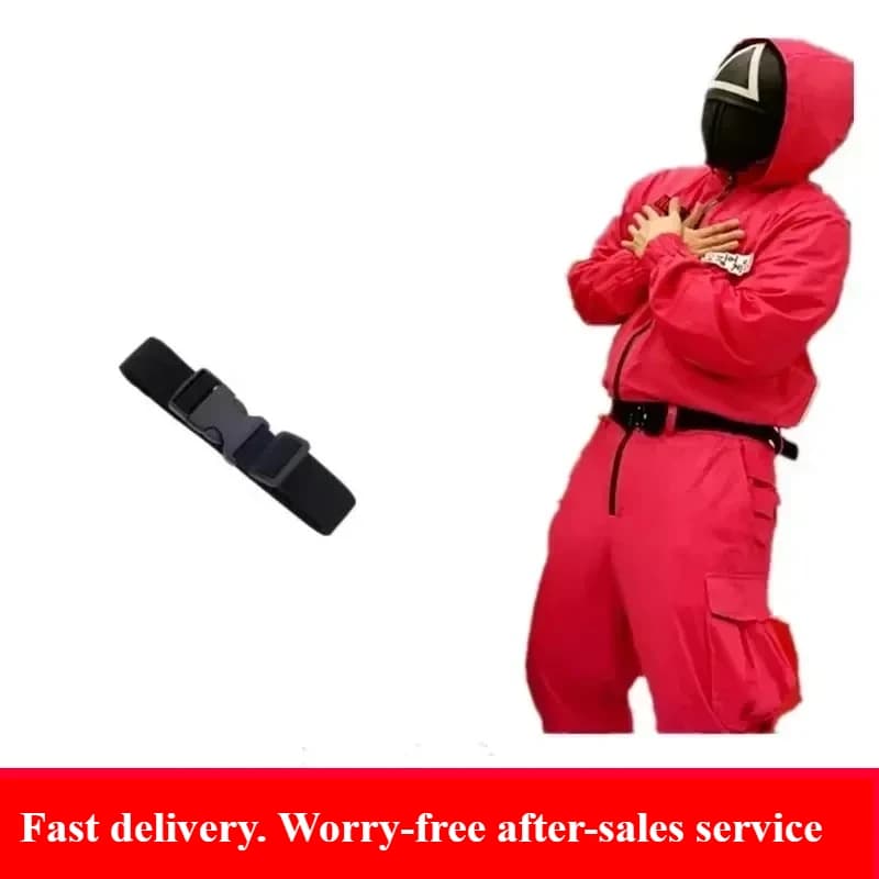 New Red Calamari Game Dress Cosplay Party Dresses Puntelli Role Game Classic Korean TV Belt Set Full Mask