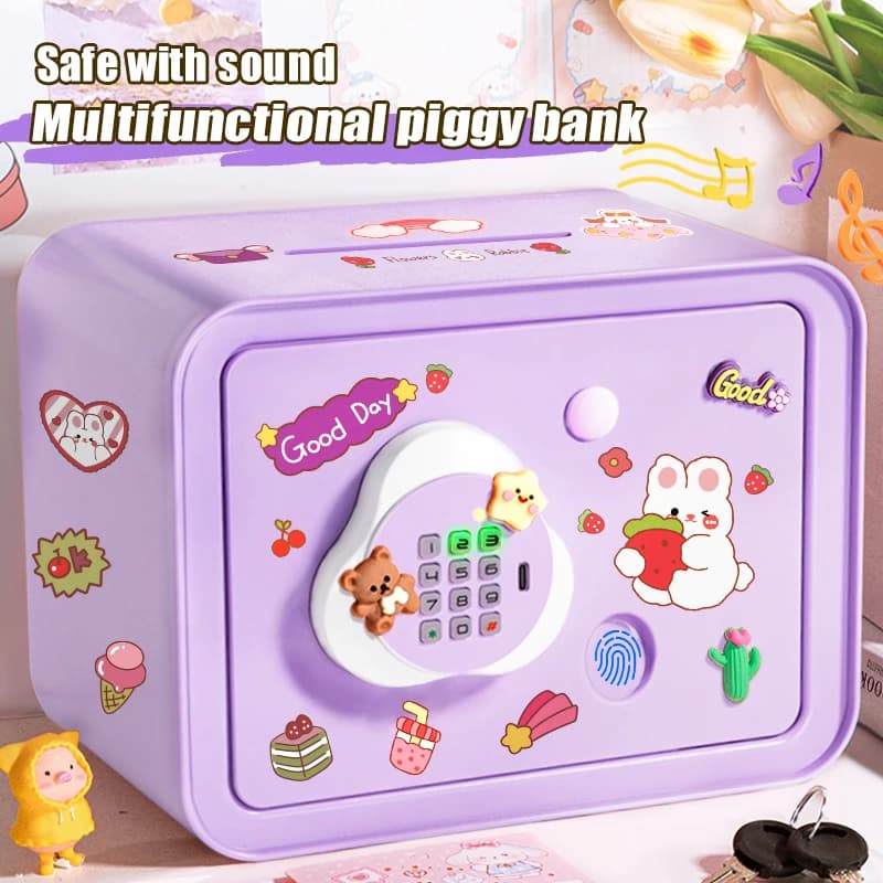 Mini salvadanaio per impronte digitali per bambini giocattoli password fai da te sblocca salvadanaio salvadanaio per bambini con chiave musicale giocattolo per 3 anni regali