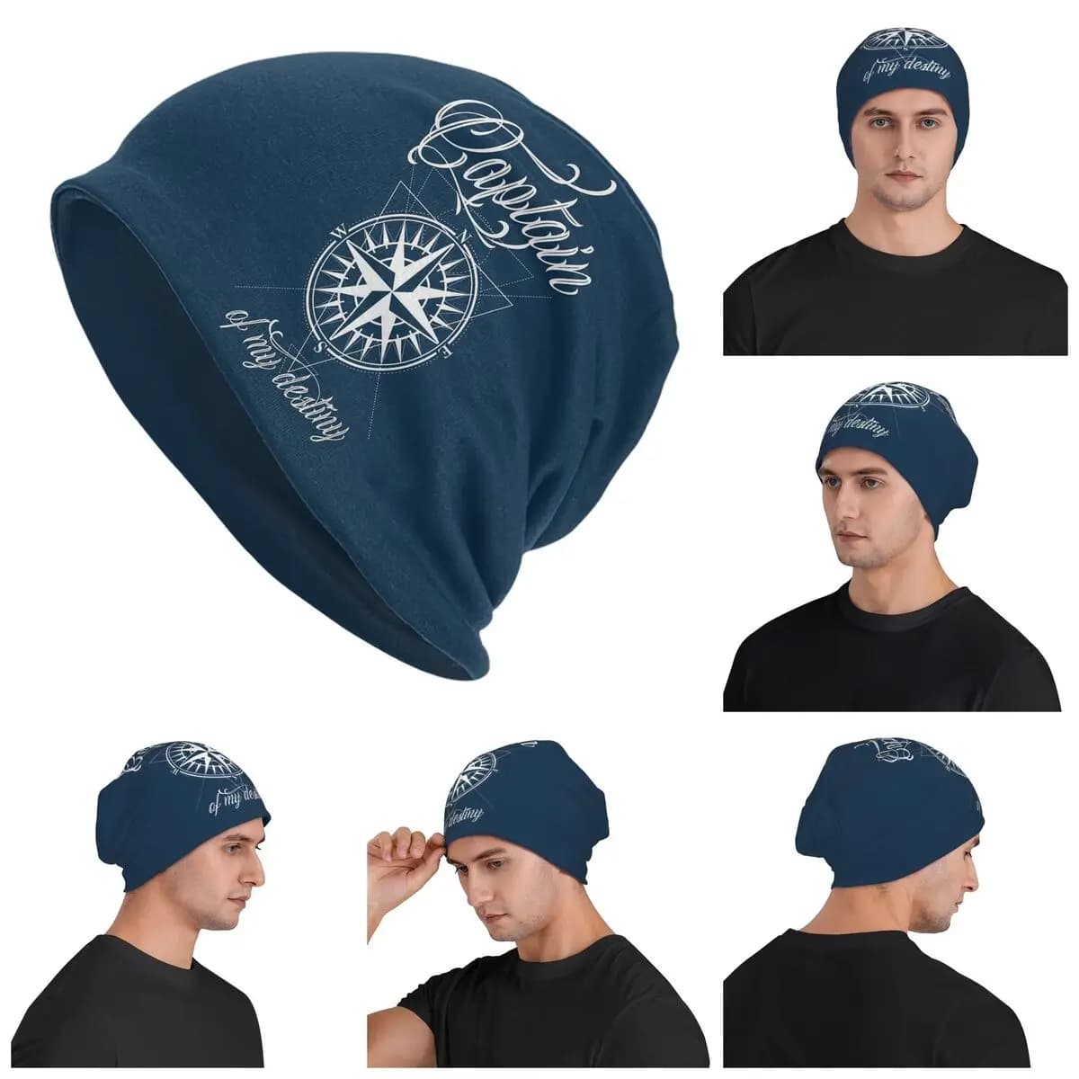Bussola nautica Capitano Ancora Barca Skullies Berretti Cappelli Caldo Autunno Inverno Berretto da esterno Berretti a cuffia lavorati a maglia per unisex adulto