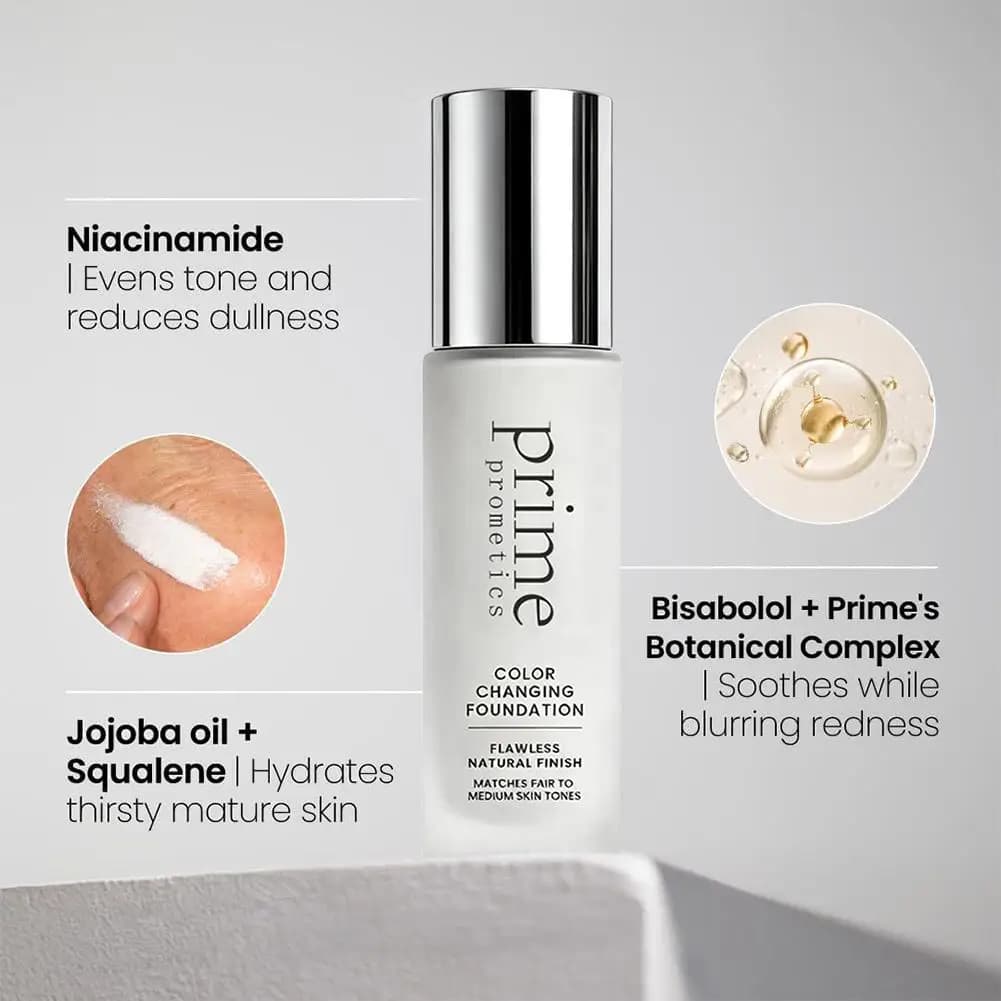 Prime Prometics Color Changing Foundation Auto Match Complexion Natural Flawless Finish Hydrating Face Foundation Makeup