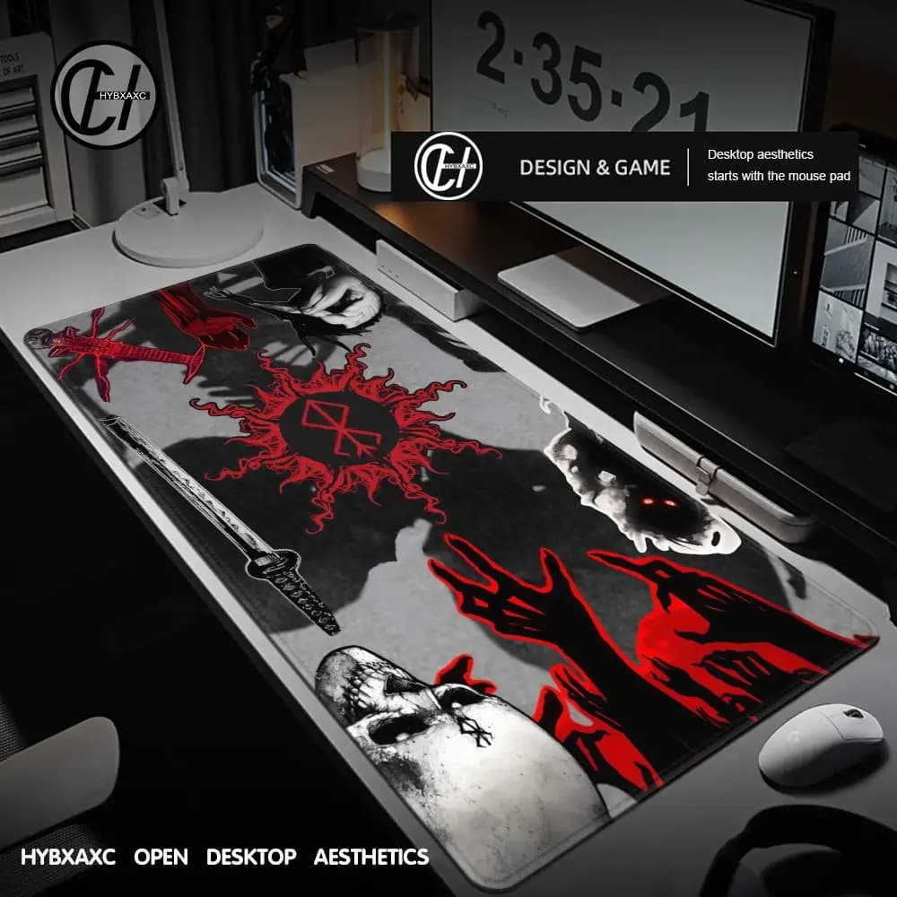 Guts spada in berserk Tappetino per mouse Berserk Guts Gamer Gaming Mouse Pad Accessori per computer Tastiera grande Laptop Padmouse Speed Desk