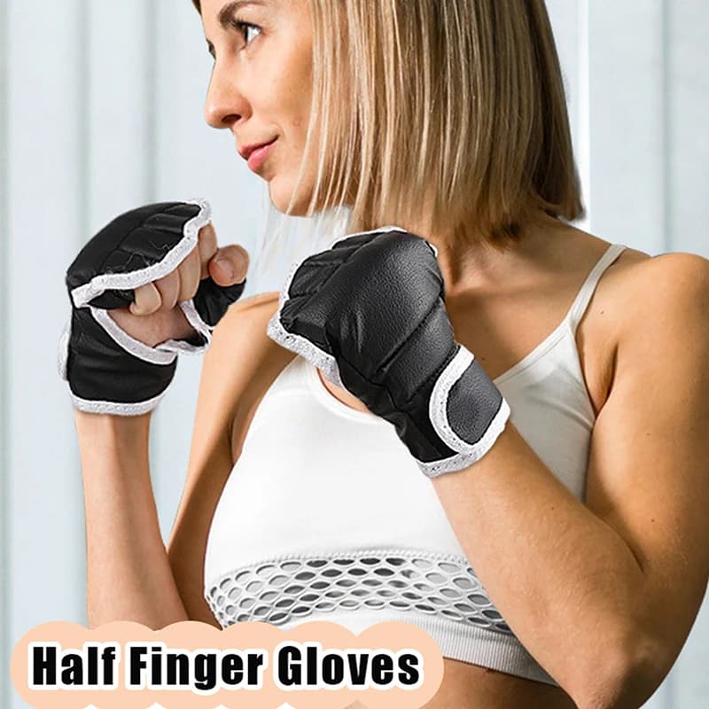 Boxing Gloves Mezze Dita Neri 1/2 Paio Hand-Free Gloves for Fitness Fighting Exercise Anti-slip Sports Gloves Boxing