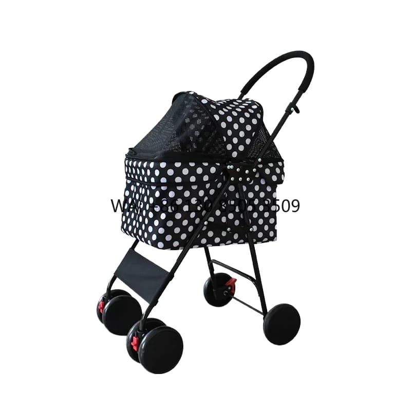 High Quality Lightweight Foldable Pet Transport Stroller Removable Washable Waterproof Mesh Window Adjustable Safety Leash Dogs