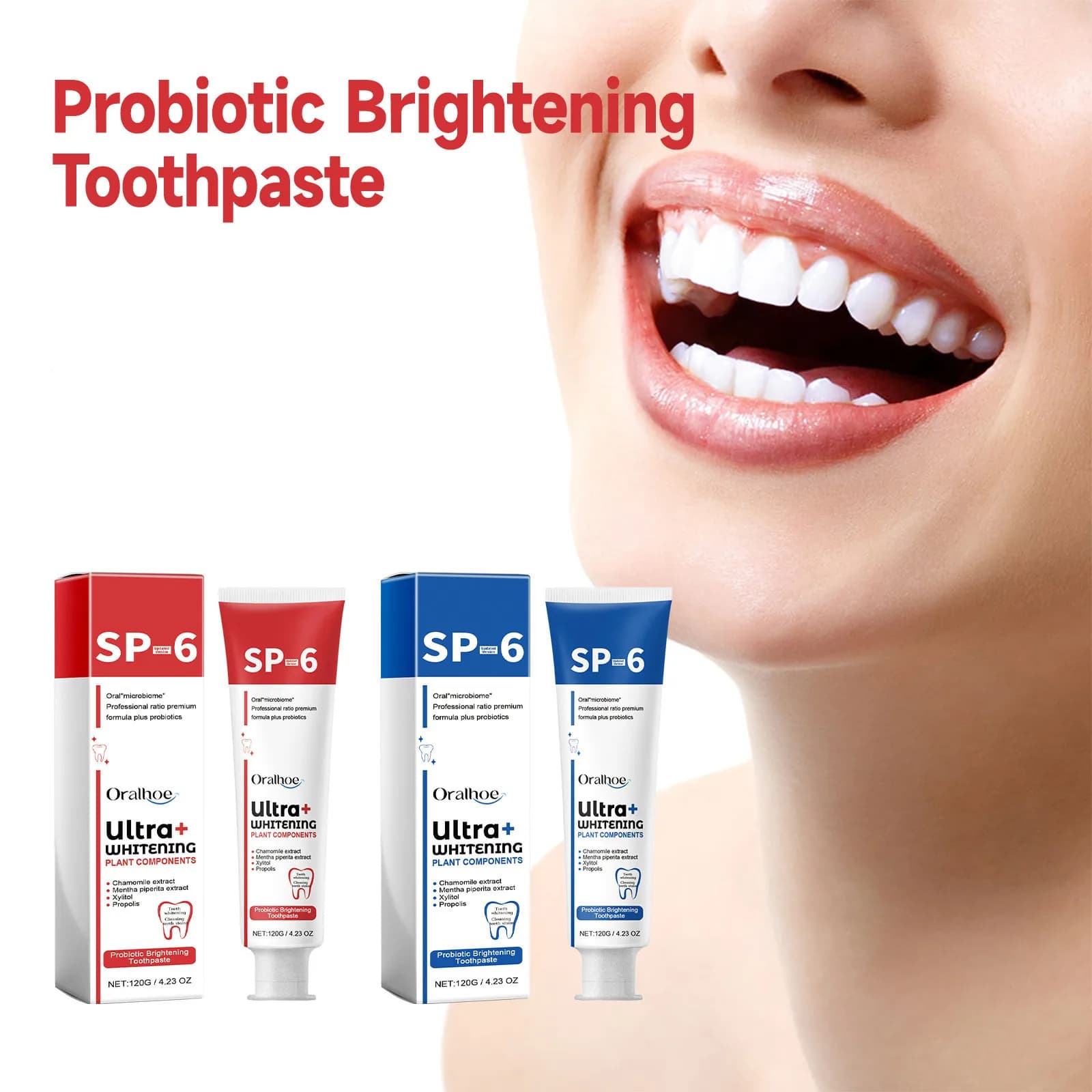 Sp-6 dentifricio sbiancante probiotico schiarente e rimozione macchie Sp4 alito fresco enzima dentifricio sbiancante denti