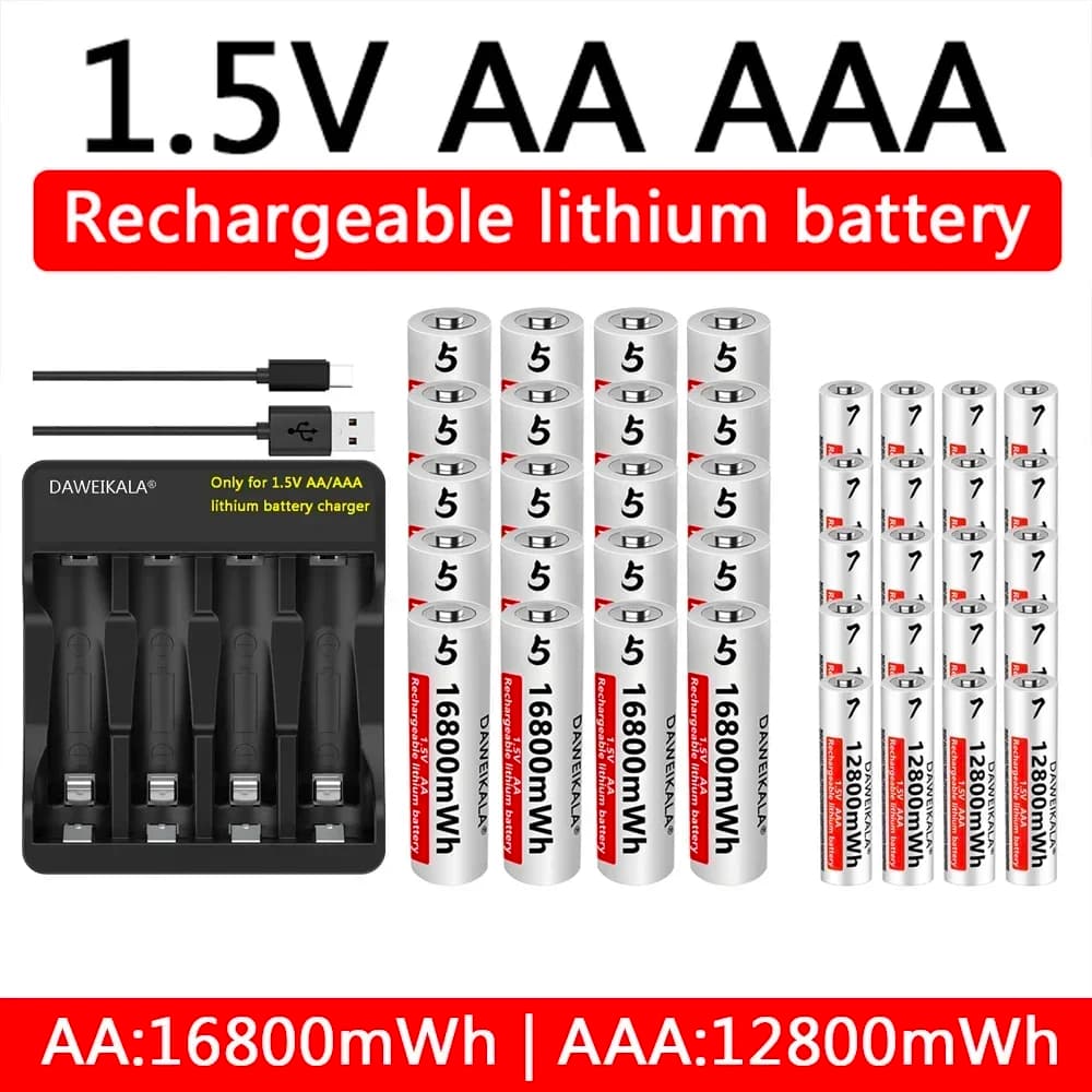 AA AAA Rechargeable Battery 1.5 V Long-Term Lithium Battery Mouse Flashlight Fan Toy Machine Electric