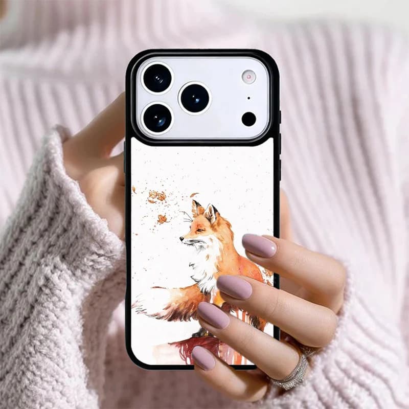 Custodia per telefono Fox Art antiurto in silicone per iPhone 17 16 Pro Max 15 14 Pro 11 12 13 XR XS 6 7 8 Plus