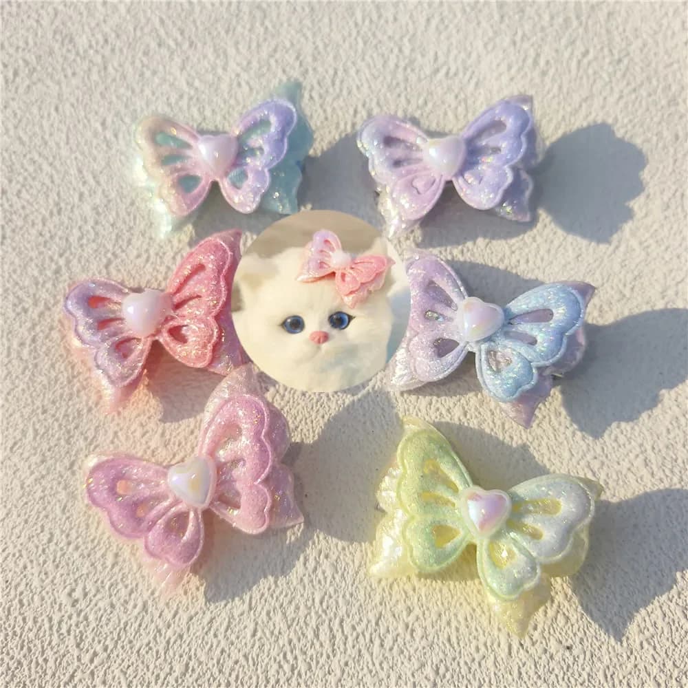 Fermaglio per capelli per animali domestici con farfalla carina per decorazione per cani fai da te Copricapo per bambole da principessa Clip per testa Accessori per capelli per toelettatura di cani e gatti