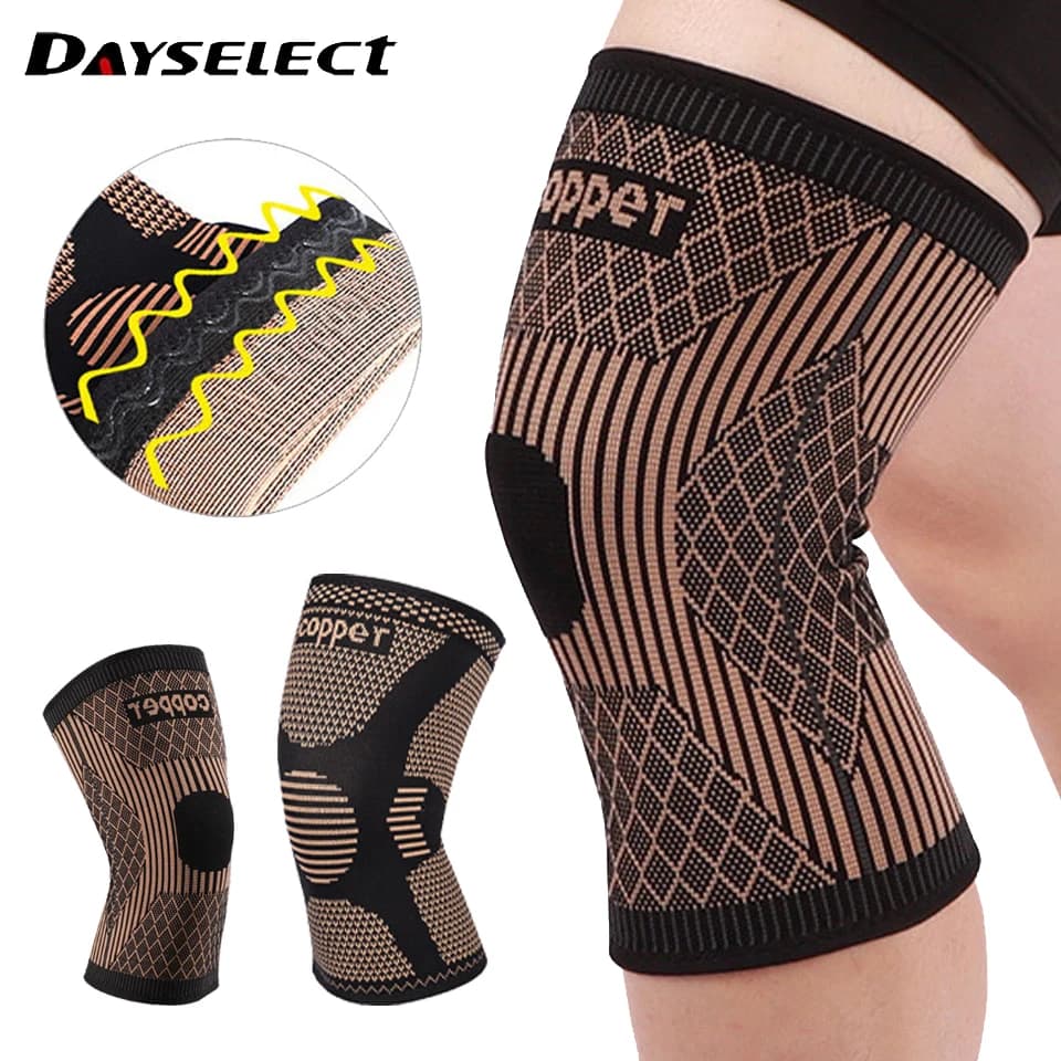 1 pezzo di ginocchiera in nylon ramato per dolore da artrite e supporto compressione della manica del ginocchio per allenamento sportivo sollievo dall'artrite