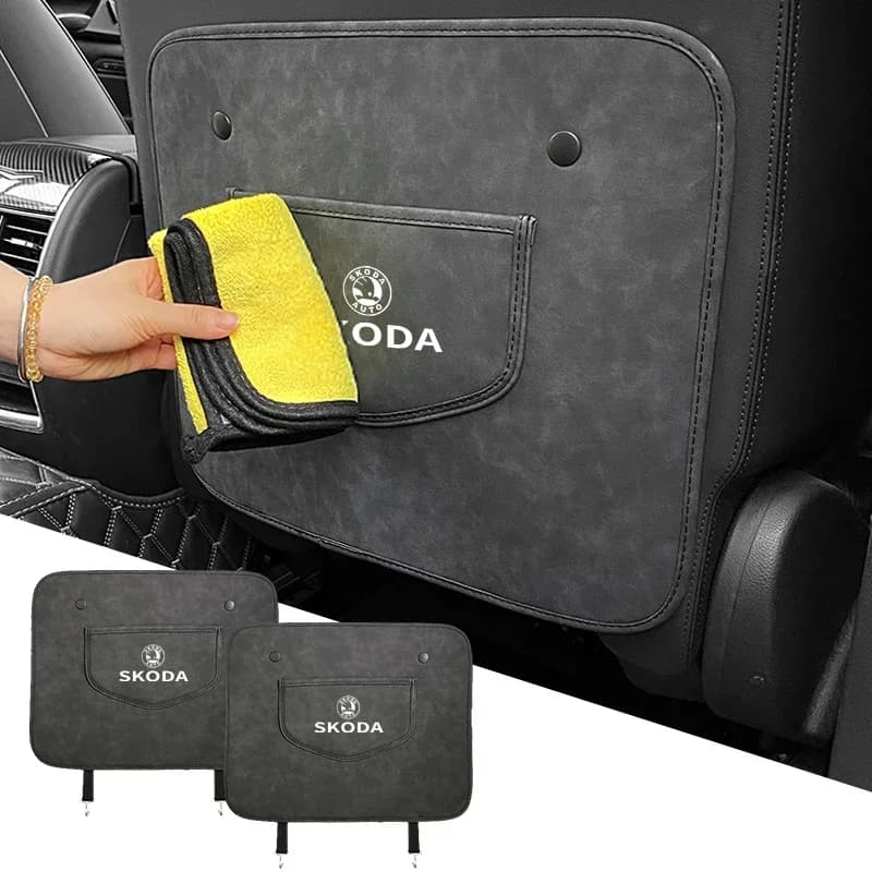 Protective cover for back of the waterproof seat for car anti-shoe in leather with case for Skoda Fabia Kamiq Karoq Kodiaq Octavia Rapid