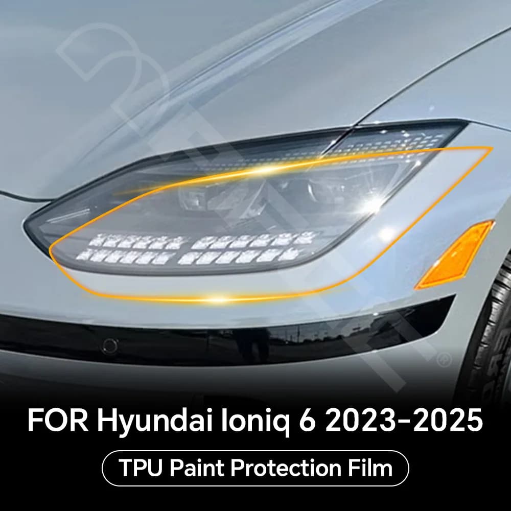 Pellicola Protettiva in TPU per Fari Auto e Montanti B/C per Hyundai Ioniq 6 2023-2025, Anti-Graffio, Pre-Tagliata, Trasparente, Resistente