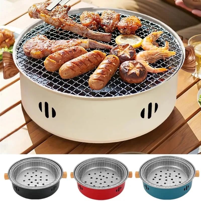 Barbecue a Carbone Portatile Mini per Casa e Esterni, Fornello BBQ per Campeggio e Picnic