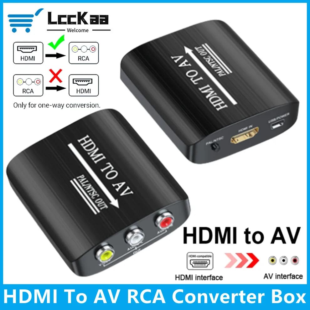 AV Composite Converter Adapter from HDMI 1080P compatible with RCA Video Audio Adapter from HDMI to AV HDMI2AV with USB cable for HD BOX TV