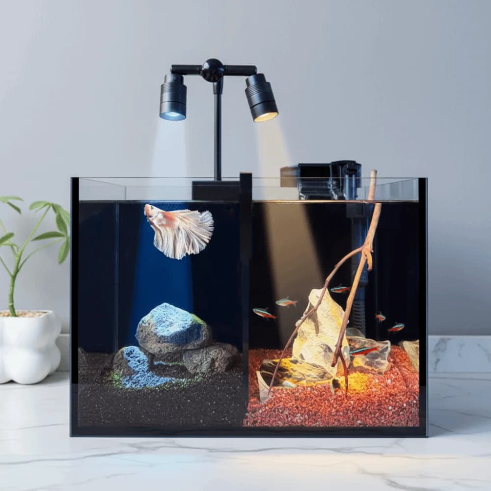 Double-headed Mini Clip-on Aquarium Lamp 6W Adjustable Zoom Fish Tank Clip Lamp Rotation Energy Saving LED Aquarium Plant Light