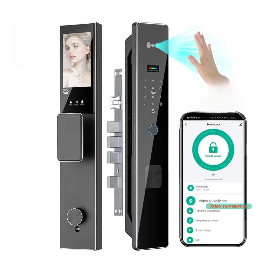 Riconoscimento facciale WiFi con videocamera Videocitofono Smart Lock abilitato con vena di palma Serratura intelligente sicura e comoda