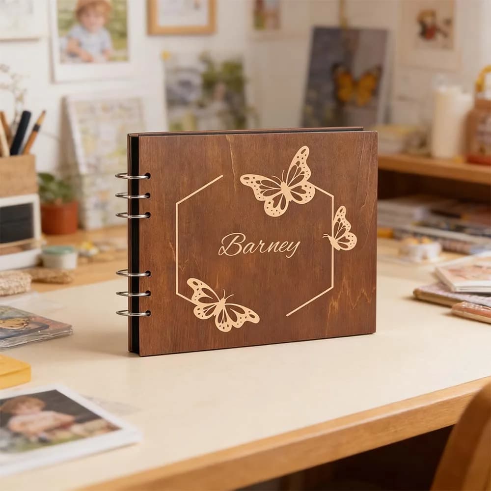 1 Pezzo Libro dei Ricordi Personalizzato con Messaggio Inciso al Laser, Album a Spirale Elegante per Matrimonio