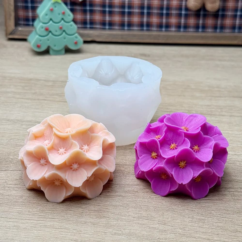 Hydrangea Flower Silicone Mold DIY Aromatherapy Candle Gypsum Resin Clay Mold Home Decoration Supplies Crafts Accessories