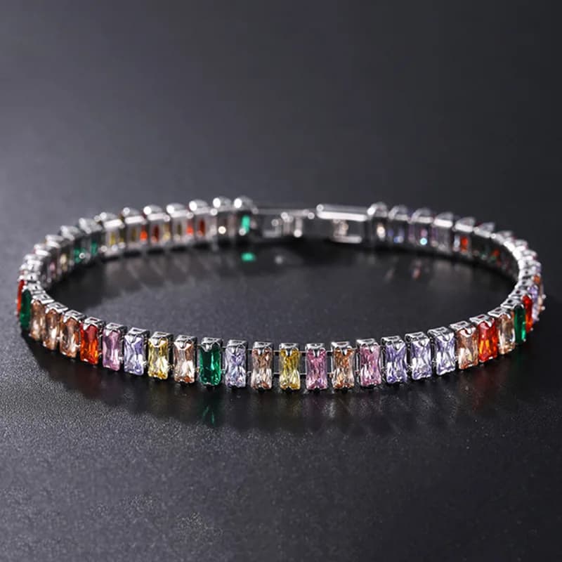 2.5*5mm braccialetto di zirconi cubici braccialetti di Tennis colorati CZ per donna uomo Punk zircone braccialetto gioielli da sposa Color argento