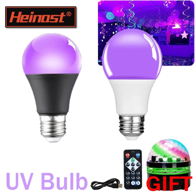 RnnTuu 12W E27 UV Viola Nero Lampadina Glow in the Dark Forniture per feste Lampada per feste Blacklight Bar Atmosfera Decorazione Lampadina