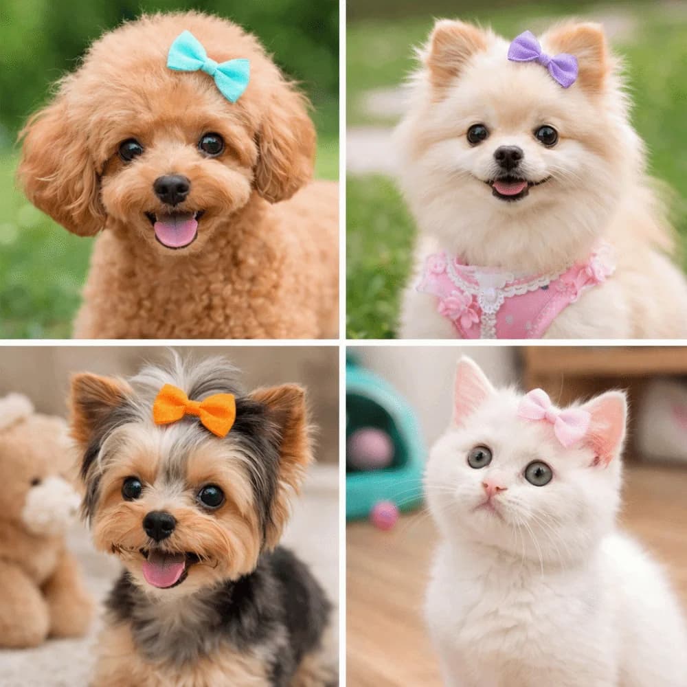 10/20/30 Pezzi Fiocchi per Capelli per Cani, Fiocchi Monocolore per Cuccioli, Accessori per Capelli per Animali Domestici, Elastici per Capelli per Animali Domestici