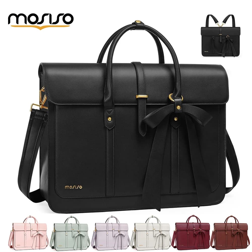 MOSISO Women's Tote Bag for MacBook Air Pro M3 13.3-17.3 inch Notebook PU Leather Laptop Shoulder Bag Backpack Handbag Bag