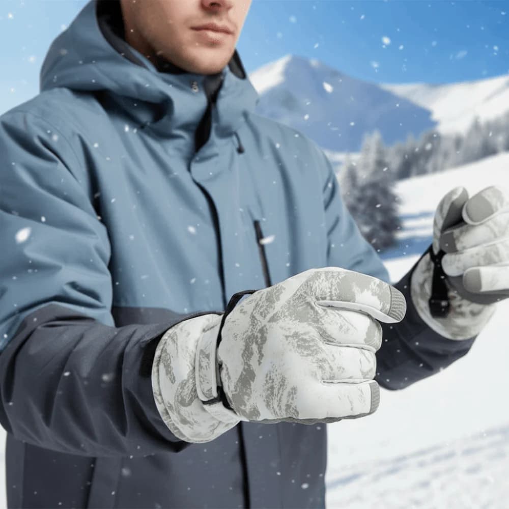 Fleece Lined Tie Dye Gloves Thick Warm Thermal Ski Mittens Durable Adjustable Strap Touchscreen Handwear Daily Commute