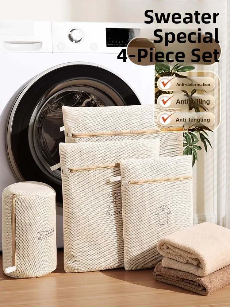 Reinforced laundry bag for washing machine, special for jackets and underwear, anti-deformation protection.