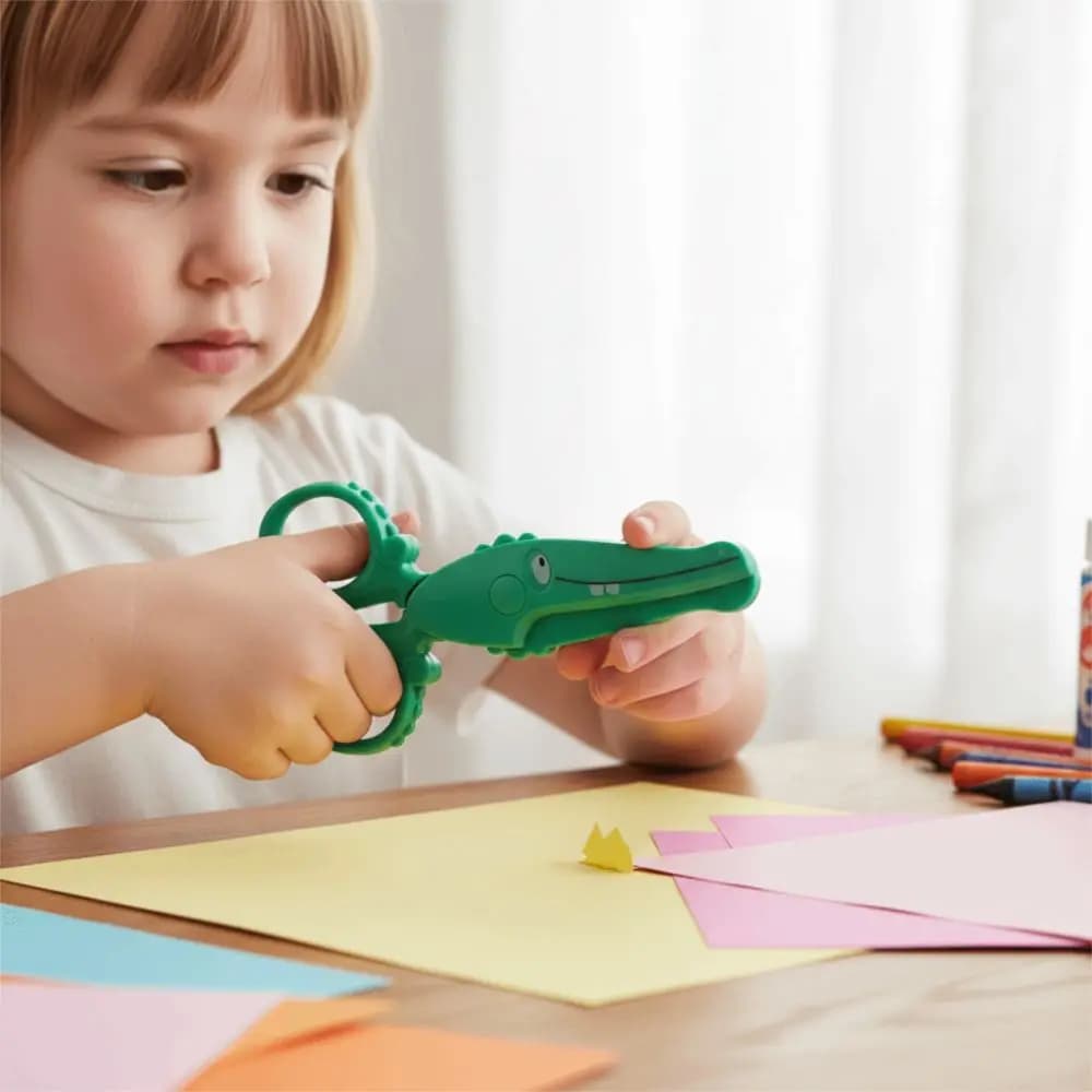 Design di sicurezza Forbici di sicurezza per bambini Materiale plastico Punta smussata Forbici artigianali per arte Forbici di design anti-pizzico con impugnatura comoda