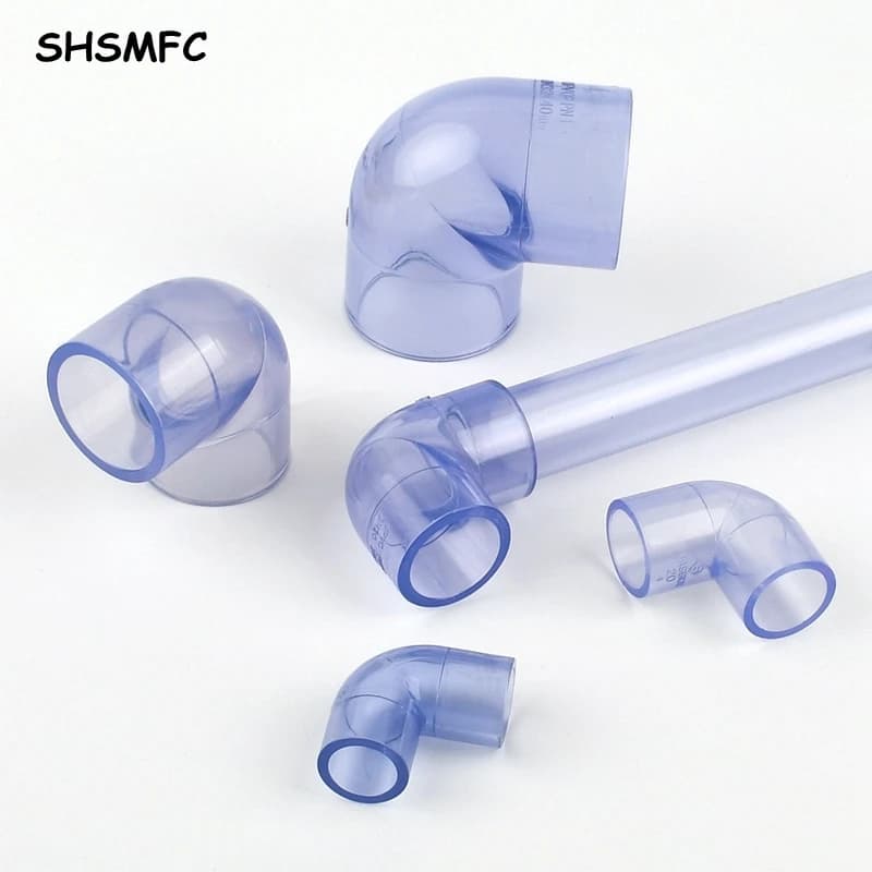 16 20 25 32 40 50mm Connettore in PVC blu trasparente Giunti a gomito UPVC Acquario Serbatoio di pesce Connettori per tubi dell'acqua per irrigazione da giardino