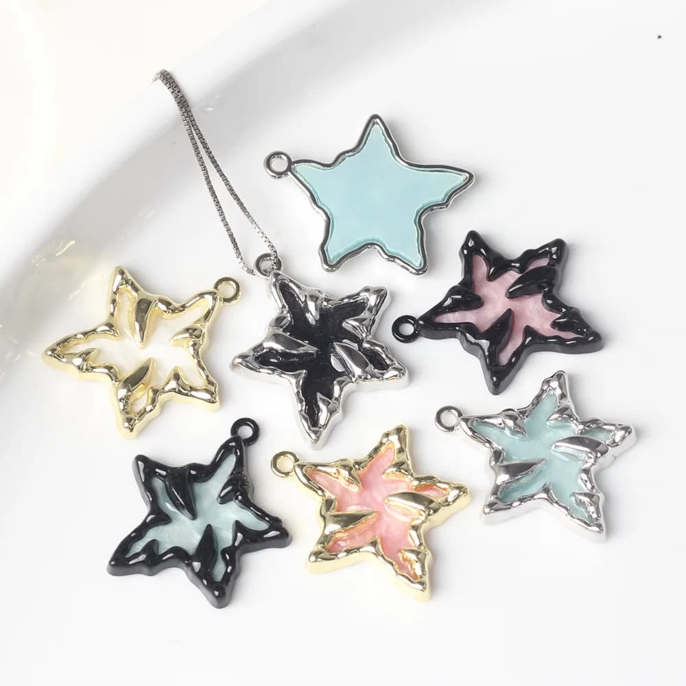 6 pcs/lot 22*24 MILLIMETRIES In Resin Zinc Alloy Pendant Star Pendant Pendant Pendants And Pendants for World Bracelet Necklace