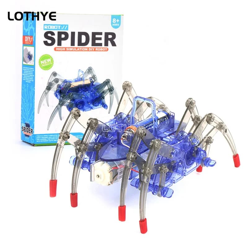 Fai da te elettrico ragno robot puzzle giocattolo elettrico strisciante animale scienza educazione STEM giocattolo modello elettronico regali per animali domestici per i bambini
