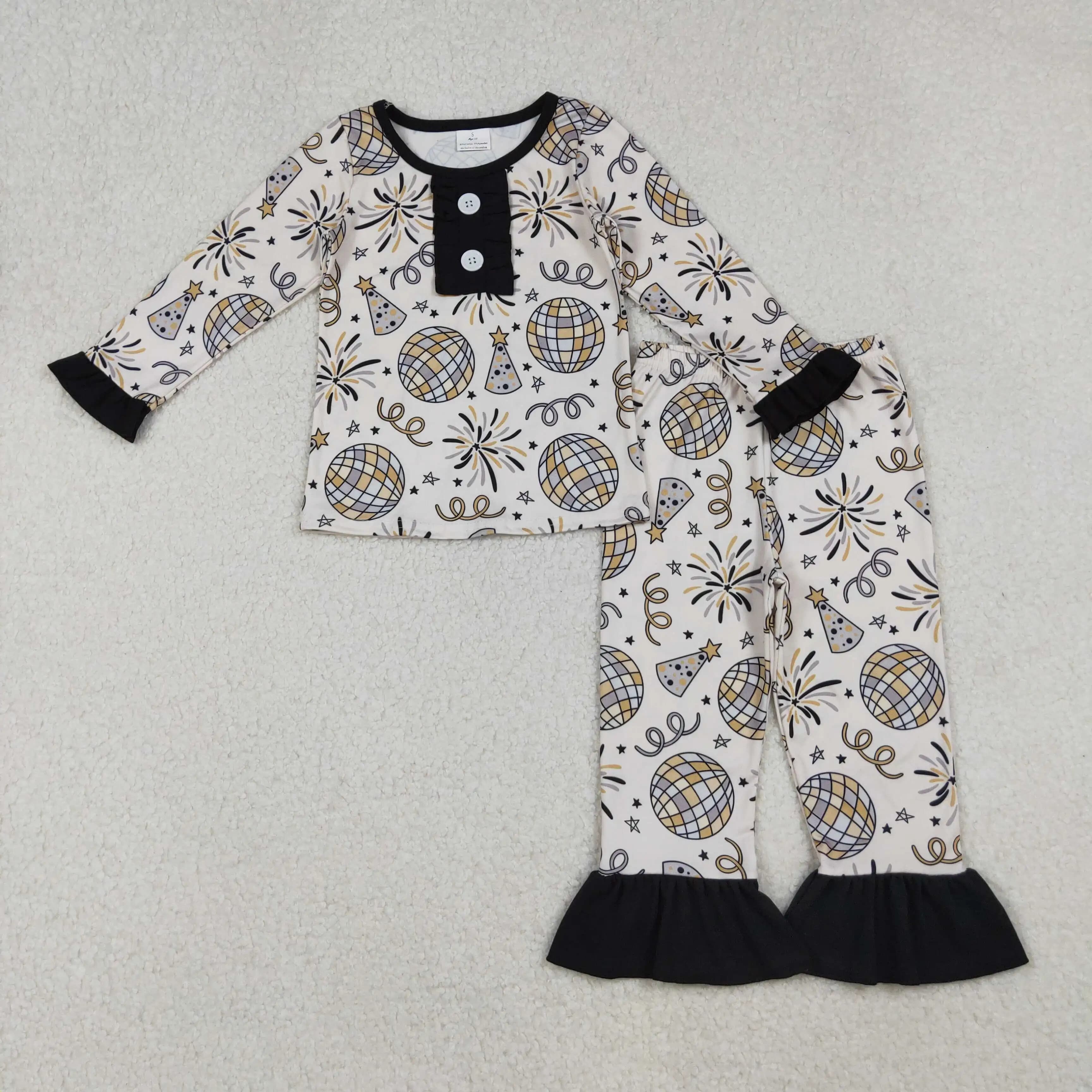 X10.7 Set pigiama con pantaloni a manica lunga Inverno all'ingrosso neonate Capodanno pizzo palla leggera