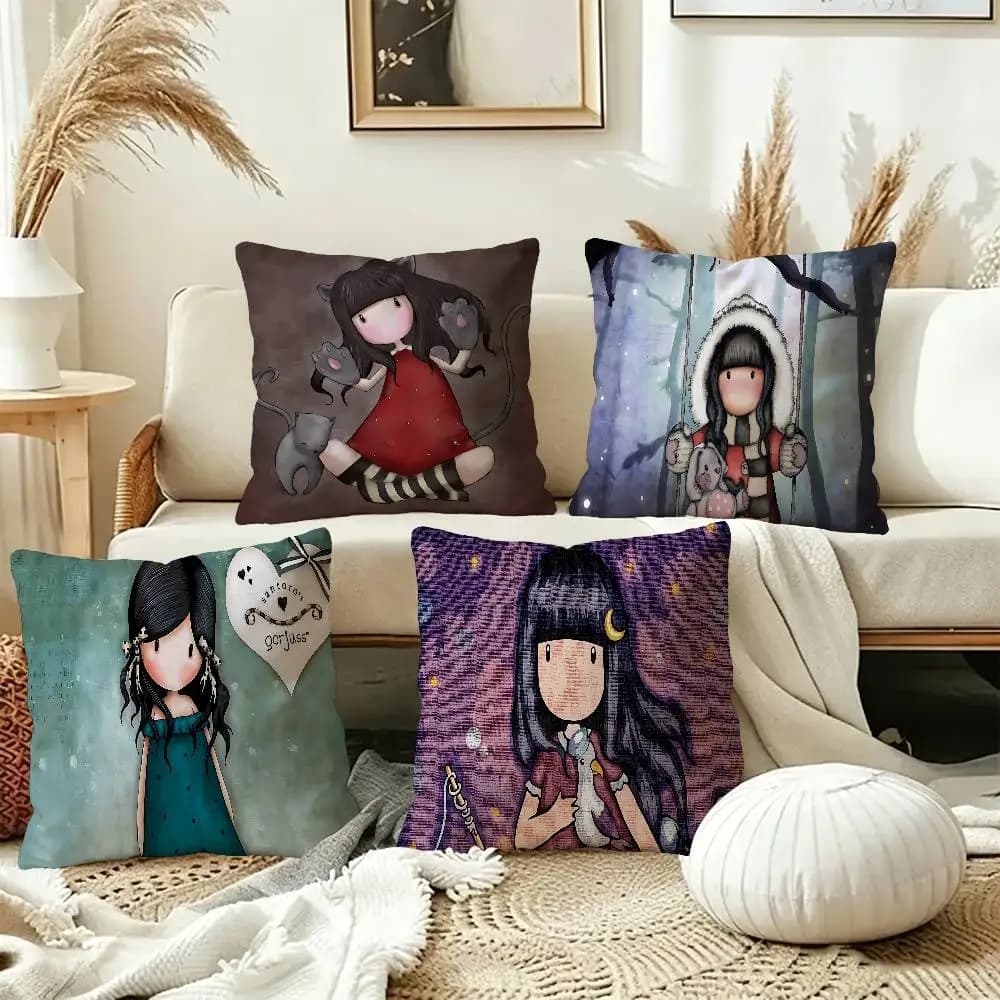 Cute Gorjusses Cartoon S-Santoro Cushion Cover Pillow Cover Decor Pillowcase Printed Cushion Case for Couch