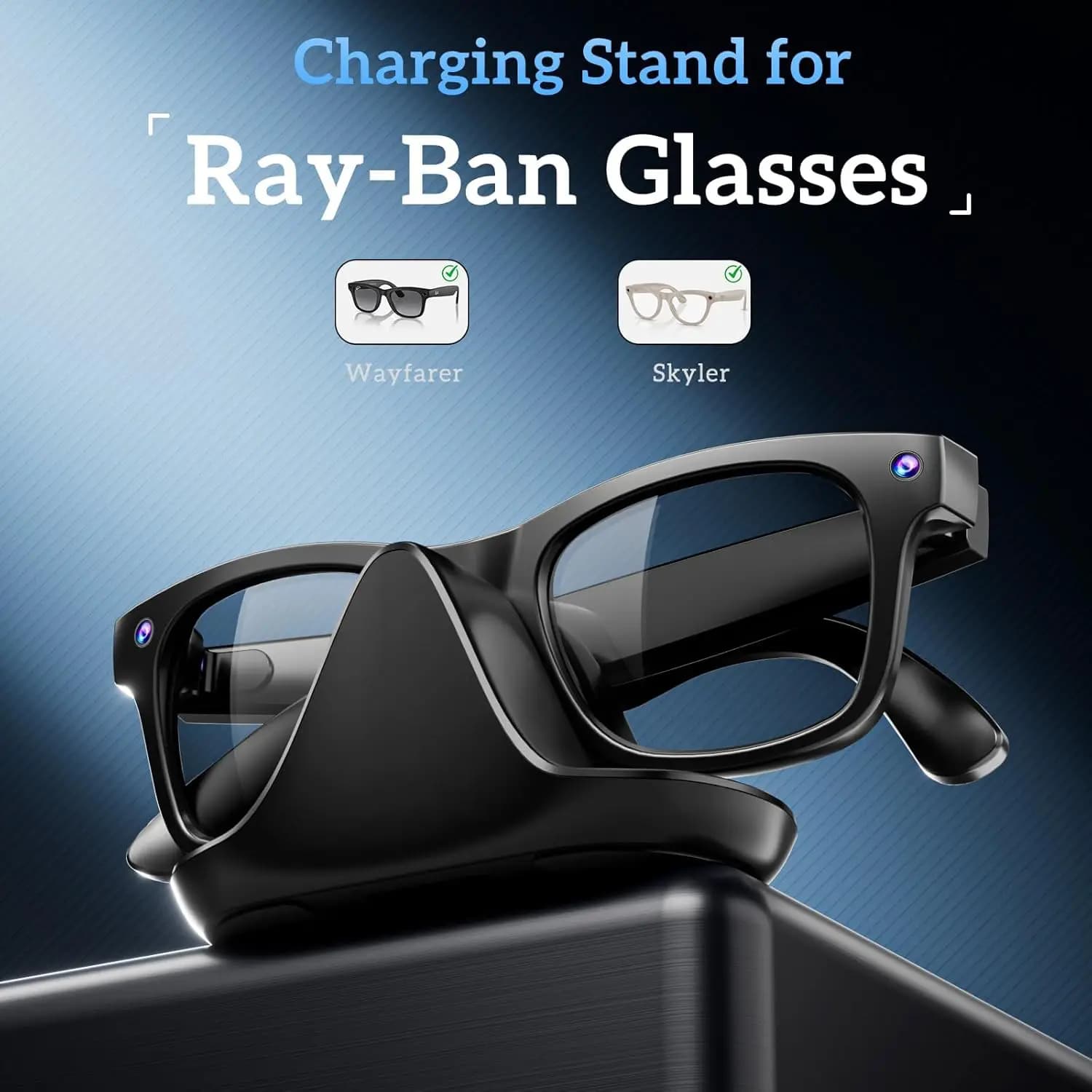 For Meta Wayfarer Smart Glasses Charging Dock With LED Indicator Potable Travel Charger Station For RW4006 RW4008 Type-C Adapter