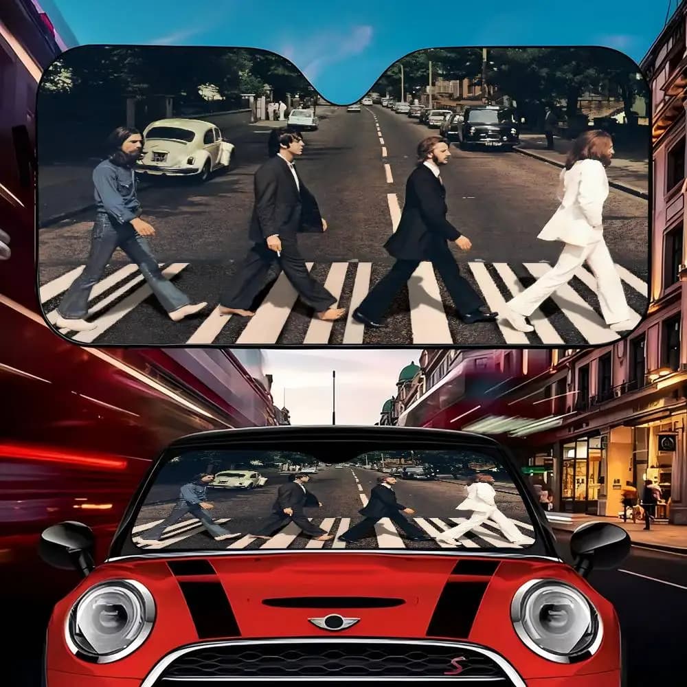 Popular Singers The Beatles Car Sun Shade Front Windshield Coverings Blocker Auto Protector Window Visor Screen Cover