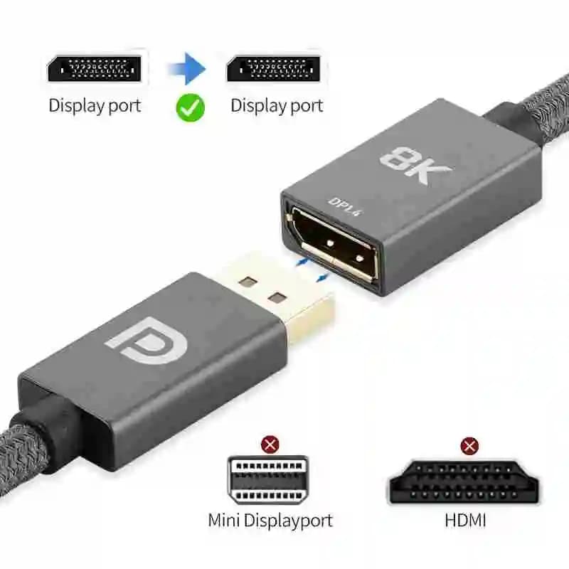 DisplayPort 8K @ 60Hz DP 1.4 extension cable from male to female with 4k144Hz dynamic HDR for HDTV portable projector