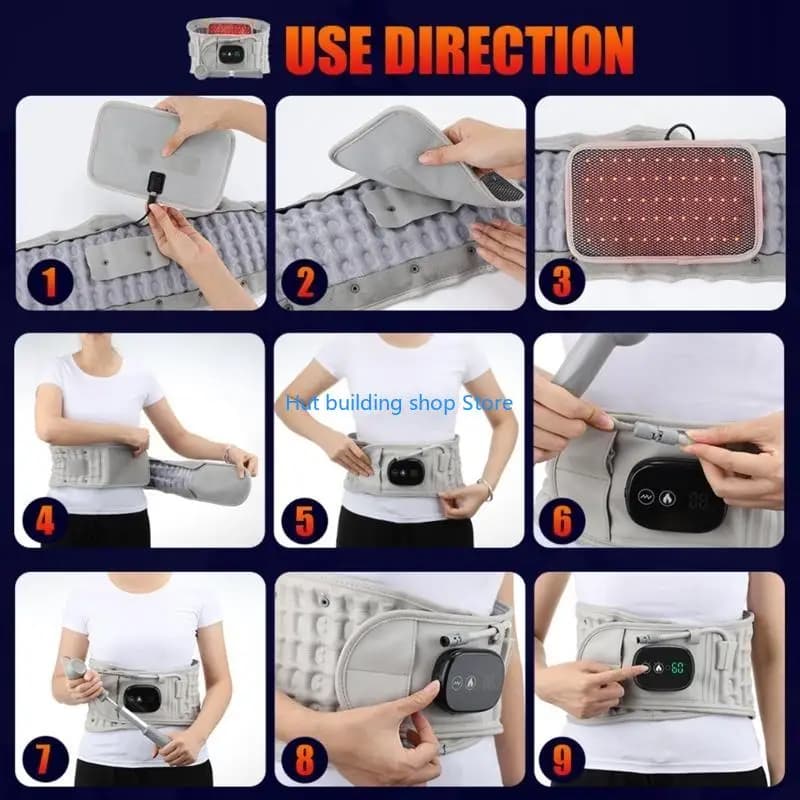 T21C Electric Heated Waist Belt Inflatable with 3 Heat Levels and 3 Vibration Massage