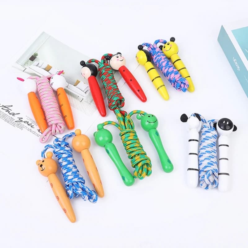 Kids Cotton Jumping Wheel - Wooden Sleeve - 24BD Adjustable Cotton Braided Fitness