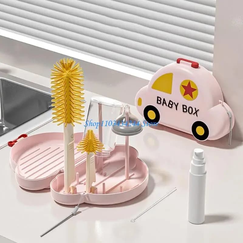 Strumento per pulizia del biberon per pulizia del biberon Set spazzole con dispenser sapone per spazzole per