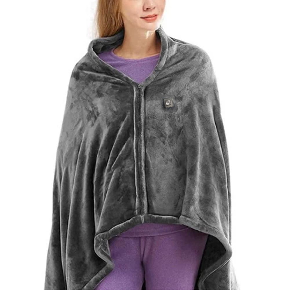 Coperta Elettrica USB con 3 Livelli di Riscaldamento, Coperta Riscaldata in Pile, Coperta Portatile in Velluto Corallo, Mantella Riscaldata Rapida
