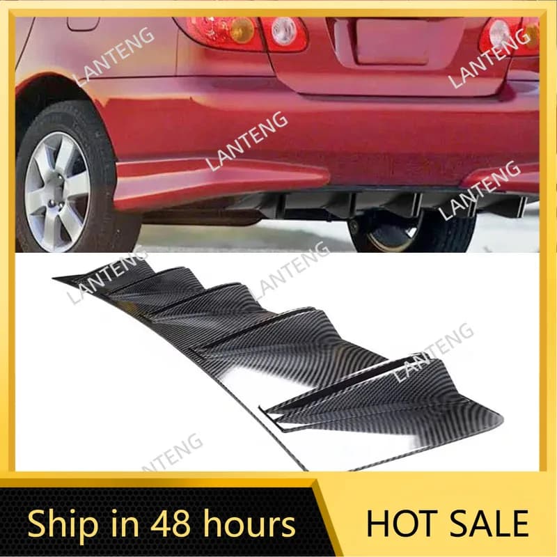 Car Rear Diffuser Shark 10 Fins Bumper Wing Splitter Chin Spoiler Lip For T0yota Corolla Body Protector Black
